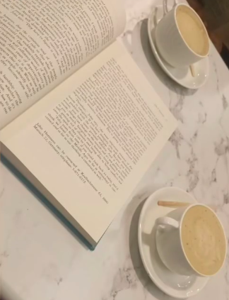 Reading books over coffee